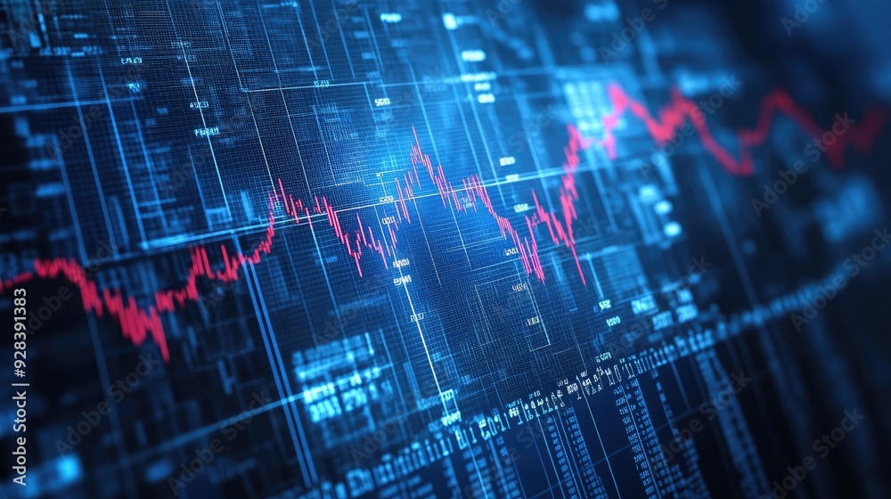 A rising stock market graph with a background of financial data and charts. - A rising stock market graph with a background of financial data and charts. -
