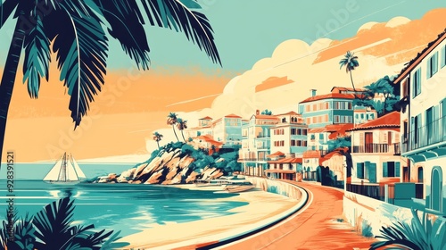 Vintage Travel Poster. Iconic Destination with Bold Typography