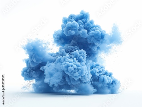 Ethereal Sky Blue Smoke Explosion on White Background