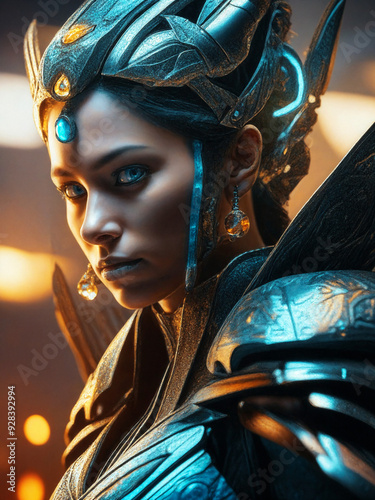 Masterpiece , best quality, masterpiece , highly detailed , colorful eyes , Superhero Woman , single focus , woman focus face , Crown , scales , orichalcum , reflect , dispersion , full body , floatin photo