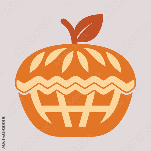 Thanksgiving graphic with a pumpkin pie and cheerful fall decorations
