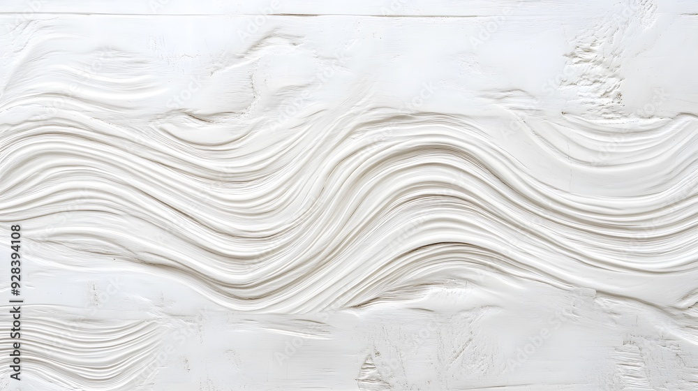 Obraz premium White wooden background with a natural wood grain texture. An abstract white wavy pattern on a painted wooden surface. A wooden board with knotted lines for design and decoration