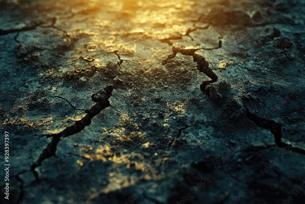 Obraz premium Dry cracked earth is forming a dramatic textured surface