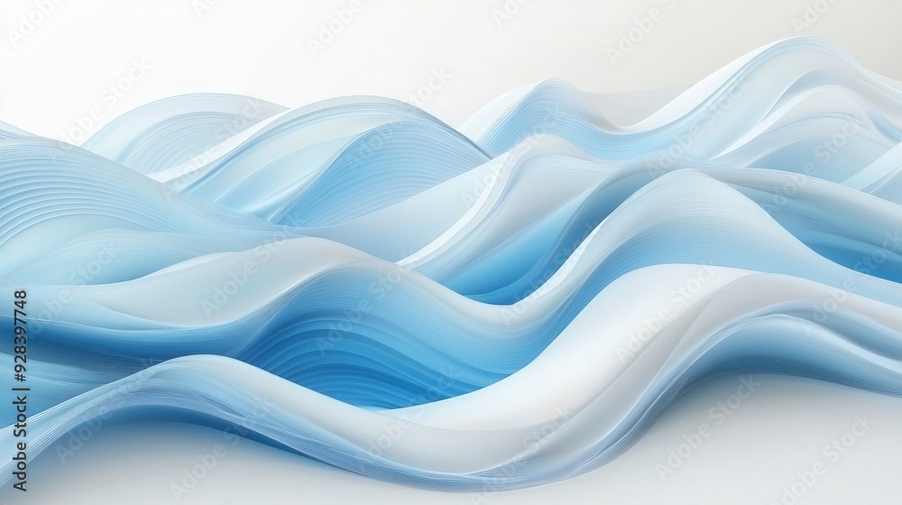 Elegant blue wave pattern on a simple white surface. Premium wave background for banners, generative ai Elegant blue wave pattern on a simple white surface. Premium wave background for banners, generative ai