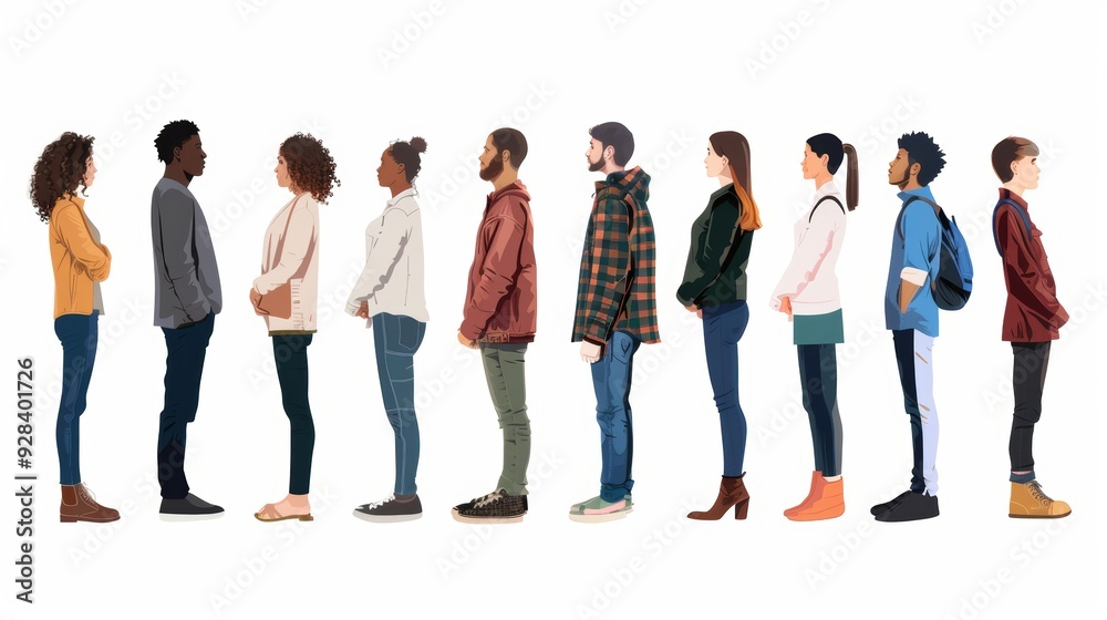 Obraz premium PNG file no background Diverse people waiting for a job interview, Generative AI
