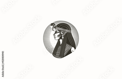 Queen cleopatra engraving vintage style design vector illustration