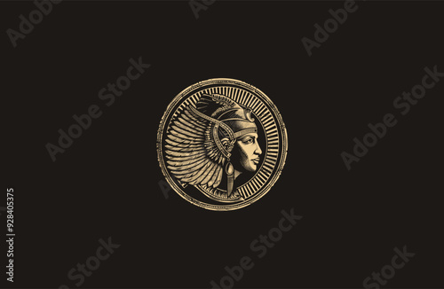 Queen cleopatra engraving vintage style design vector illustration