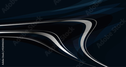 Abstract Metallic Background with Curved Lines. A dark abstract background featuring smooth metallic curved lines