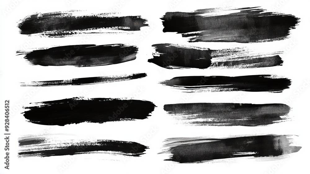 Illustrator set of grunge black paint brush strokes. All brush strokes ...