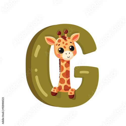 g is for giraffe english alphabet upper case flashcard	
