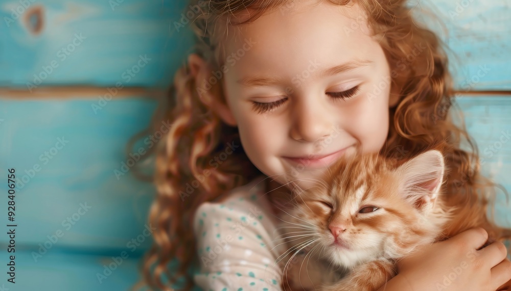 Little Girl Holding Adorable Kitten Little Girl Holding Adorable Kitten