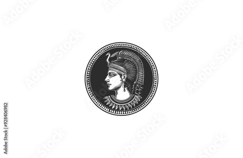 Queen cleopatra engraving vintage style design vector illustration