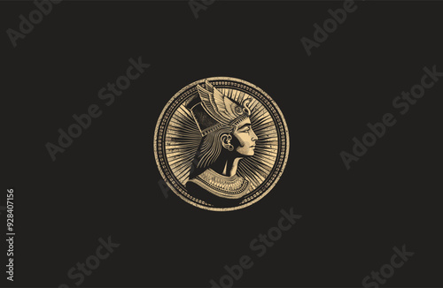 Queen cleopatra engraving vintage style design vector illustration
