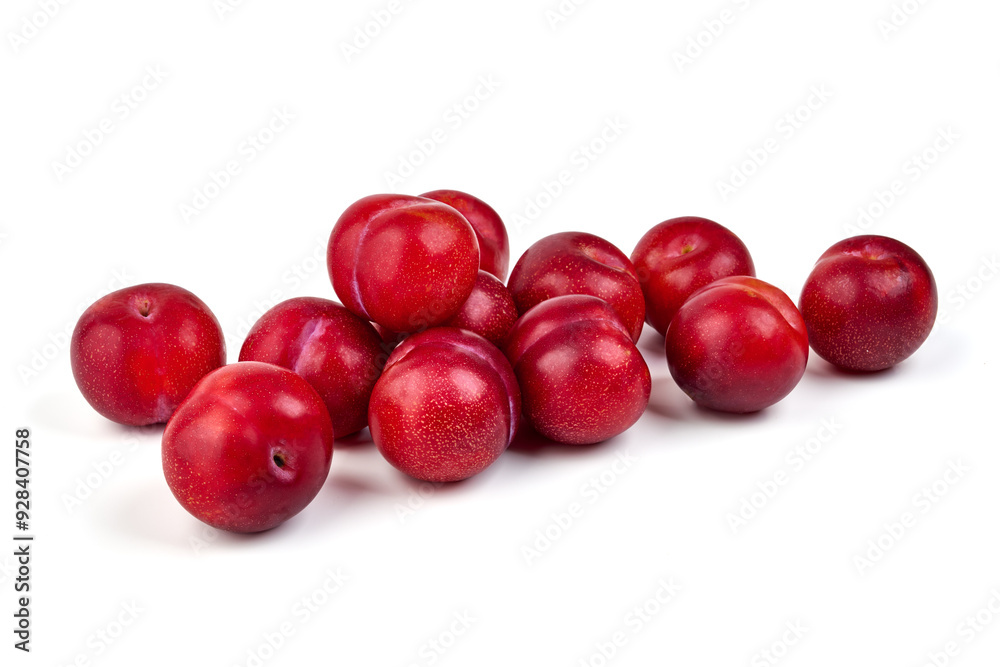 Sweet red plums, isolated on white background. Sweet red plums, isolated on white background.