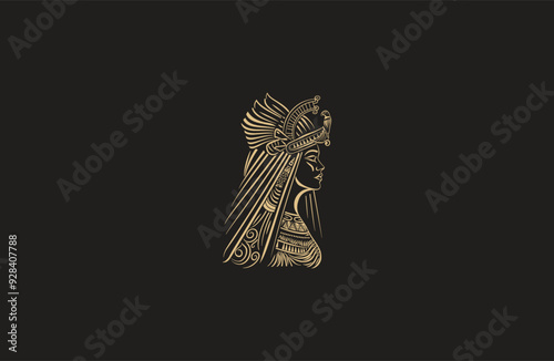Queen cleopatra engraving vintage style design vector illustration