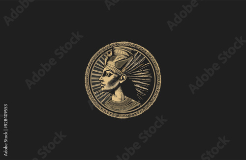 Queen cleopatra engraving vintage style design vector illustration