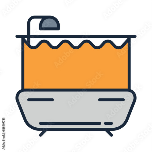 Bathtub icon vector or logo illustration flat color style