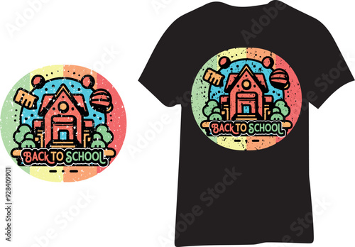 Back to School Black and White Color T-Shirt Design for Children Vector Template