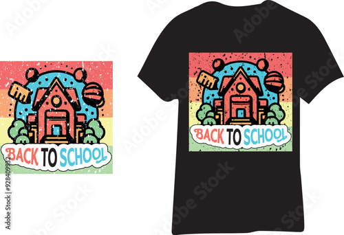 Back to School Black and White Color T-Shirt Design for Children Vector Template