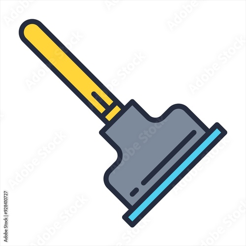 Plunger icon. Simple color, flat, filled outline style. Sink, toilet, pump, plumber, suction, unclog, bathroom concept. Sign symbol design. Vector illustration