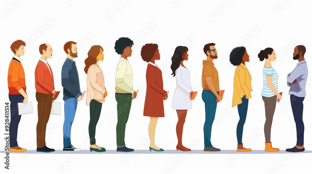 Fototapeta premium PNG file no background Diverse people waiting for a job interview, Generative AI