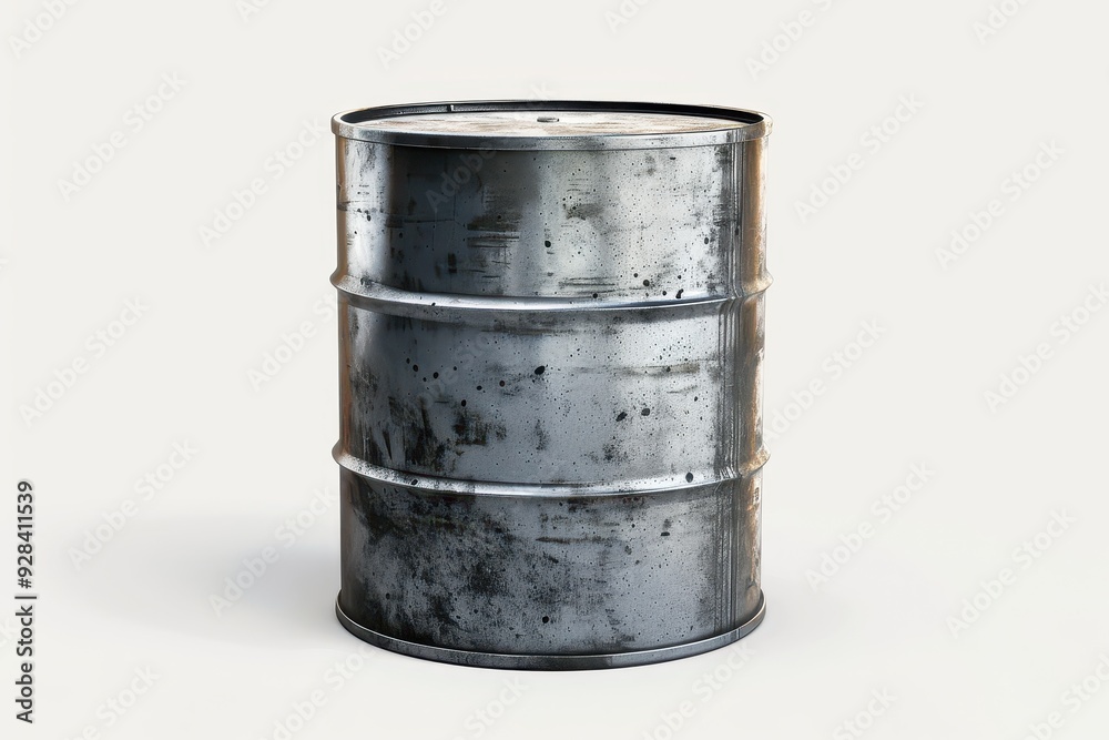 Grey metal drum isolated on white background Grey metal drum isolated on white background
