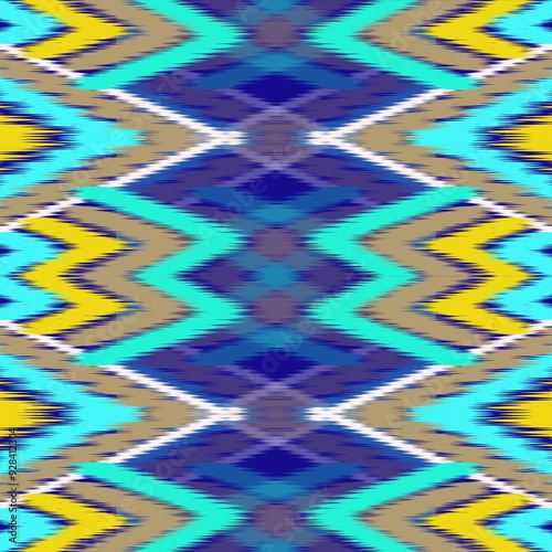  Ikat semless pattern for fabric, wallpaper, tiles, traditional seamless, Aztec, tribal. Hmong, Native American Indian, Pattern design for wrap, carpet, decorative illustration