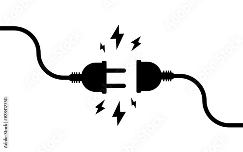 Wire Connection Illustration. Snapping icon. Silhouette style. Vector illustration.