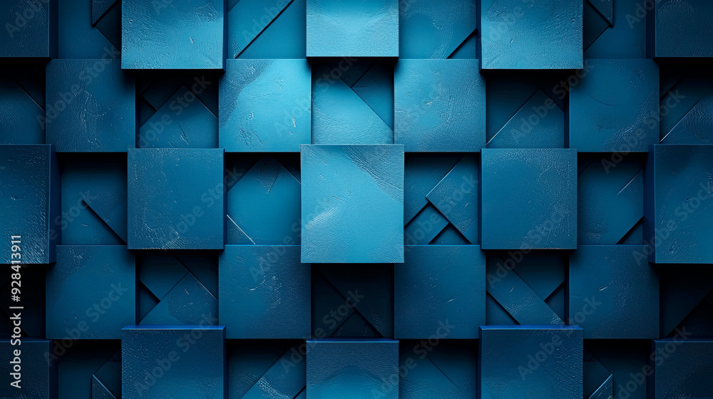 Textured Blue Squares with Layered Depth