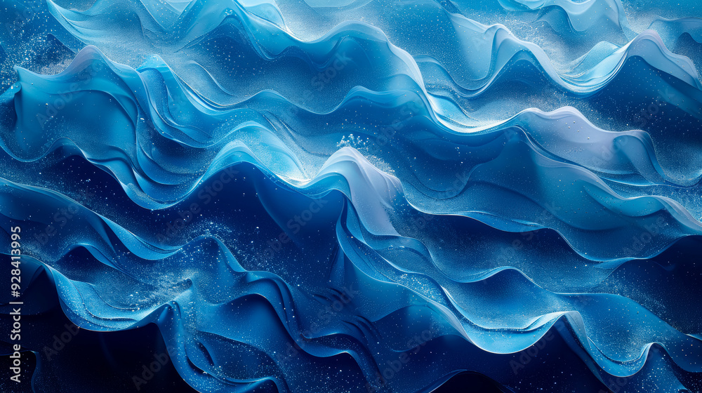 Layered Blue Waves with Textured Details Layered Blue Waves with Textured Details