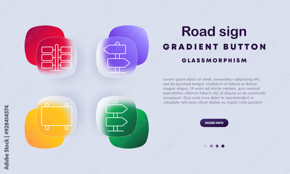 Obraz premium Road sign set icon. Direction signs, road signs, street board, traffic light, navigation, street, direction, transportation, road safety, traffic control.