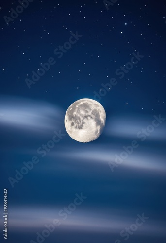 mesmerizing moon phases casting soft light over serene nighttime sky full stars clouds, illumination, celestial, astronomy, beauty, landscape, horizon