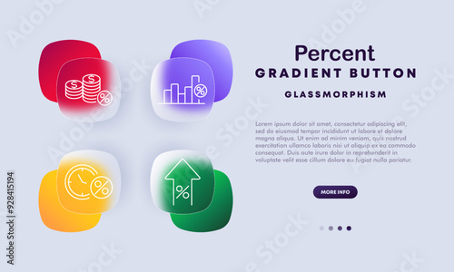 Percent set icon. Calendar, location, house, monitor, finance, percentage, glassmorphism, discount, savings, real estate, planning, timing, map, digital, economic, percentage, home