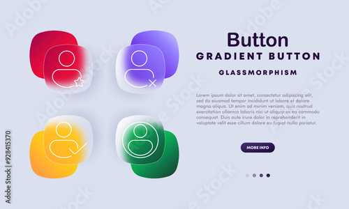 Button set icon. User profile, star, cross, tick, selection, rating, personal information, account, interface, settings, avatar, user management, identity, confirmation, user data, rejection