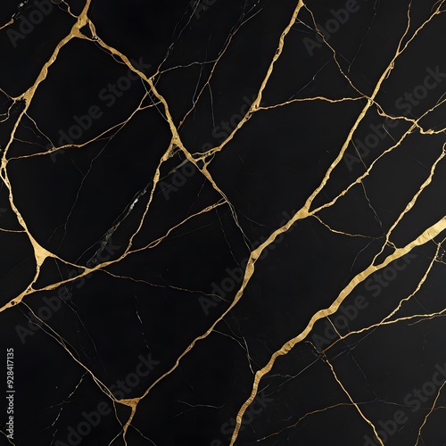 Black Marble with Golden Veins