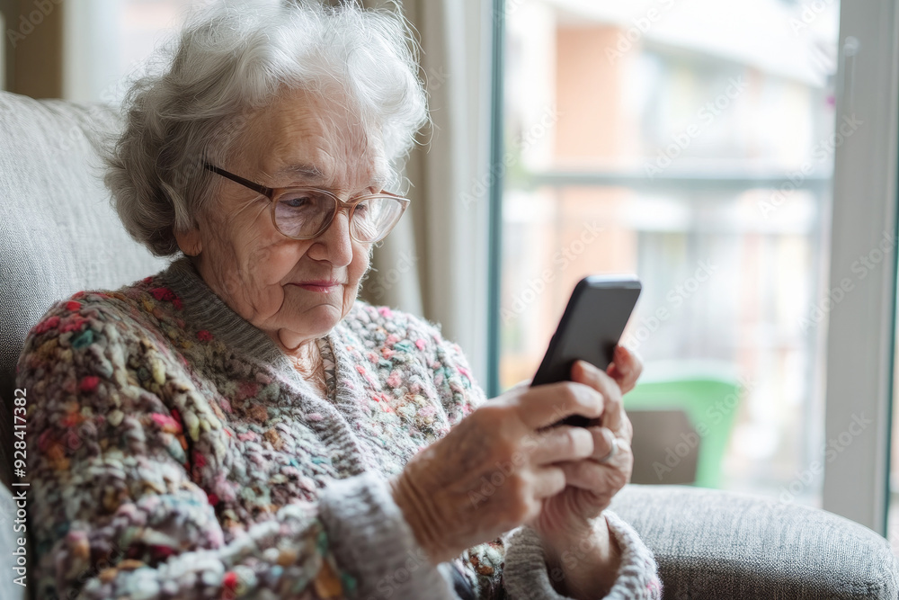 Portrait of a senior woman holding her mobile phone in her hands and dailing a phone number. Portrait of a senior woman holding her mobile phone in her hands and dailing a phone number.