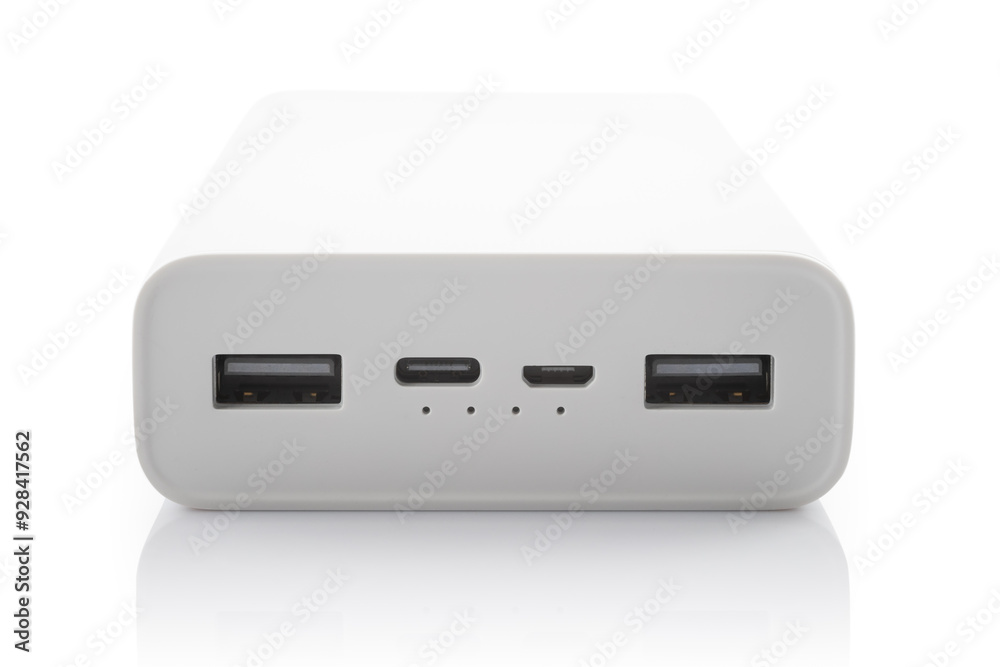 white portable power bank on white background white portable power bank on white background