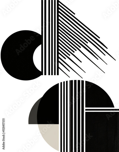 Modern Geometric Composition: Bold Lines and Circular Forms