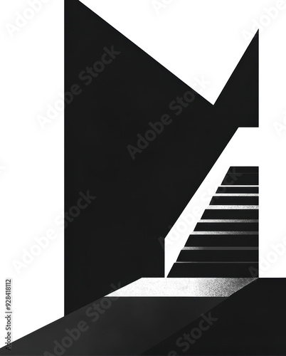 Minimalist Staircase Abstract Geometric Monochrome Design