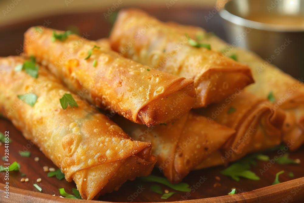 Indian style homemade egg rolls filled with fried chicken Indian style homemade egg rolls filled with fried chicken