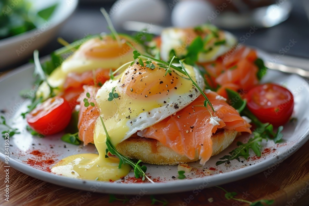 Poached eggs with smoked salmon Poached eggs with smoked salmon