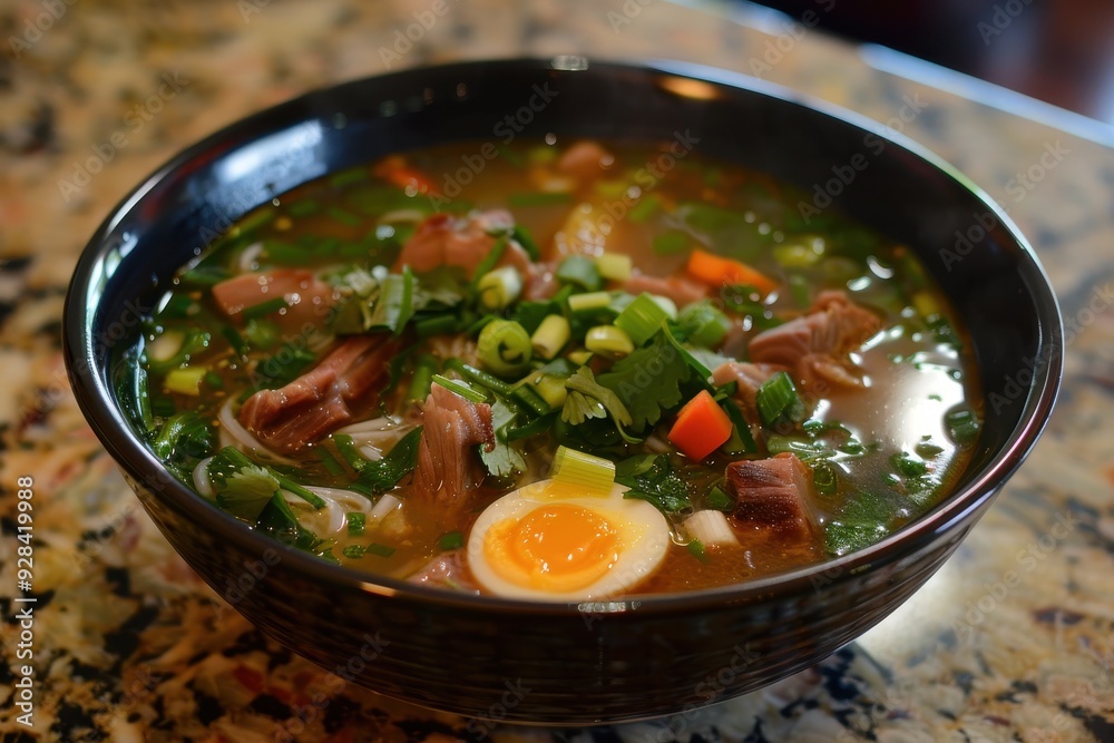 Pork rib and egg noodle soup from Vietnam Pork rib and egg noodle soup from Vietnam