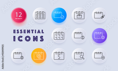 Calendar icon set. Calendar with checkmark, event, deadline, reminder, appointment, schedule, date, planner, organizer, business, meeting, time management, planning, timeline, schedule management