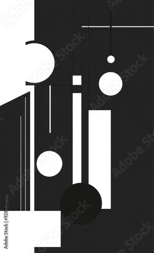 Geometric Minimalism Monochrome Circles and Rectangles