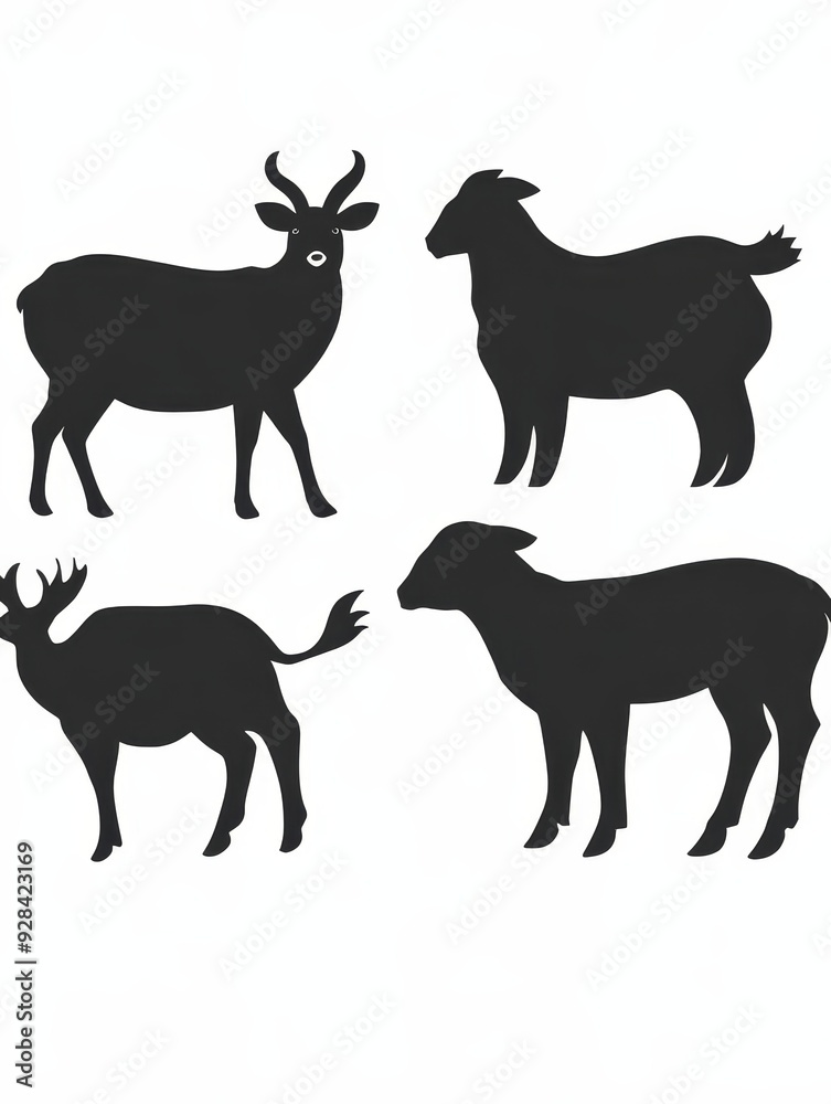 Obraz premium Silhouettes of Farm Animals