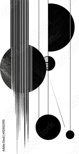 Minimalist Abstract Circles Monochrome Geometric Design