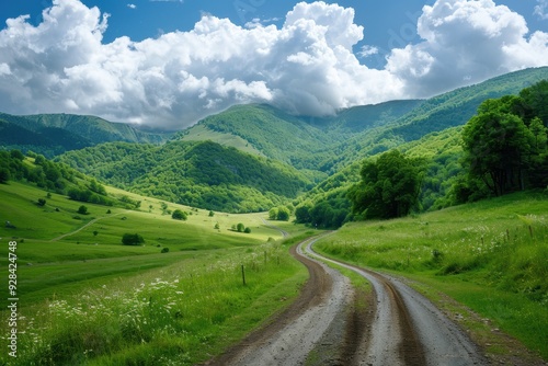 Rural scenery with mountains in summer