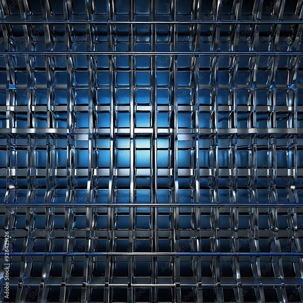 High-Tech Grid Pattern: Sleek Design with Metallic Silver, Blue Hues, and Clean, Sharp Lines High-Tech Grid Pattern: Sleek Design with Metallic Silver, Blue Hues, and Clean, Sharp Lines