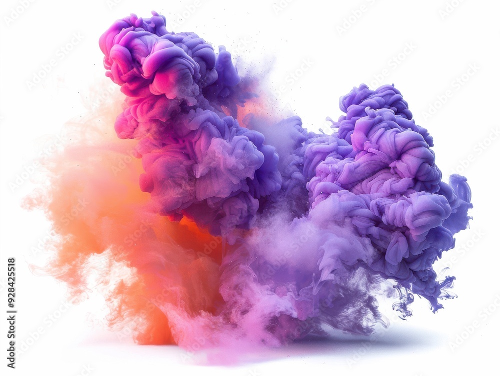 Fototapeta premium Vibrant Fluorite Smoke Explosion on White Background