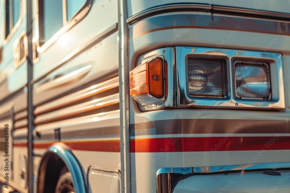 Fototapeta premium RV Road Trip Class C Motorhome Adventure American Road Vacation